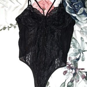 Black lace bodysuit lingerie